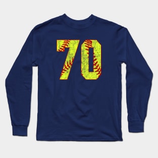 Fastpitch Softball Number 70 #70 Softball Shirt Jersey Uniform Favorite Player Biggest Fan Long Sleeve T-Shirt